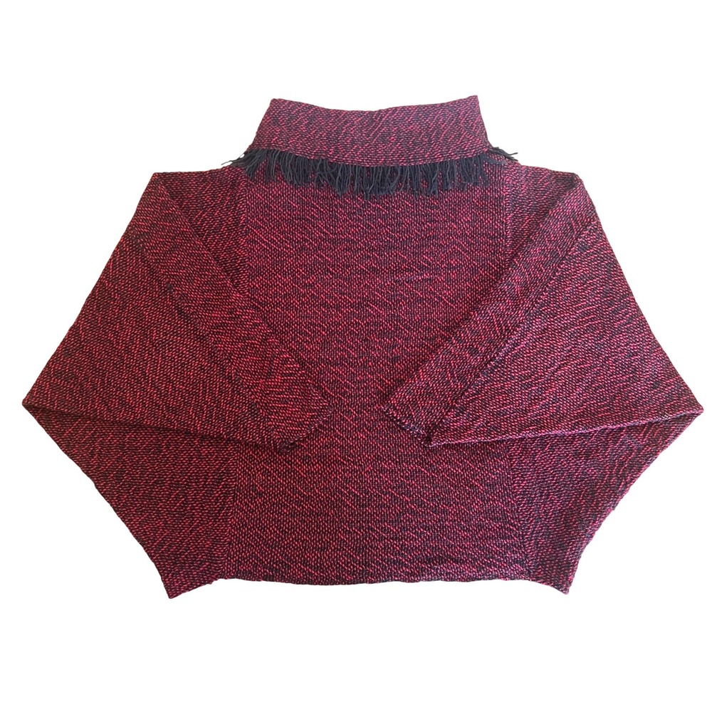 Handmade Hand Knit Lagenlook‎ Boho Oversized Bat Wing Turtleneck Sweater Artsy